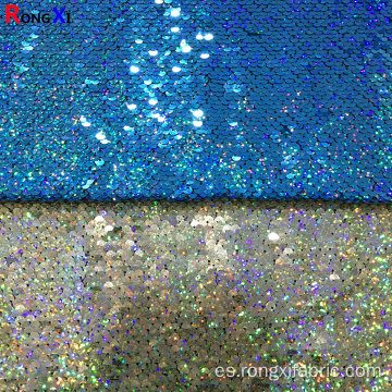 Tela de lentejuelas azul marino brillante con láser Dream de 5 mm